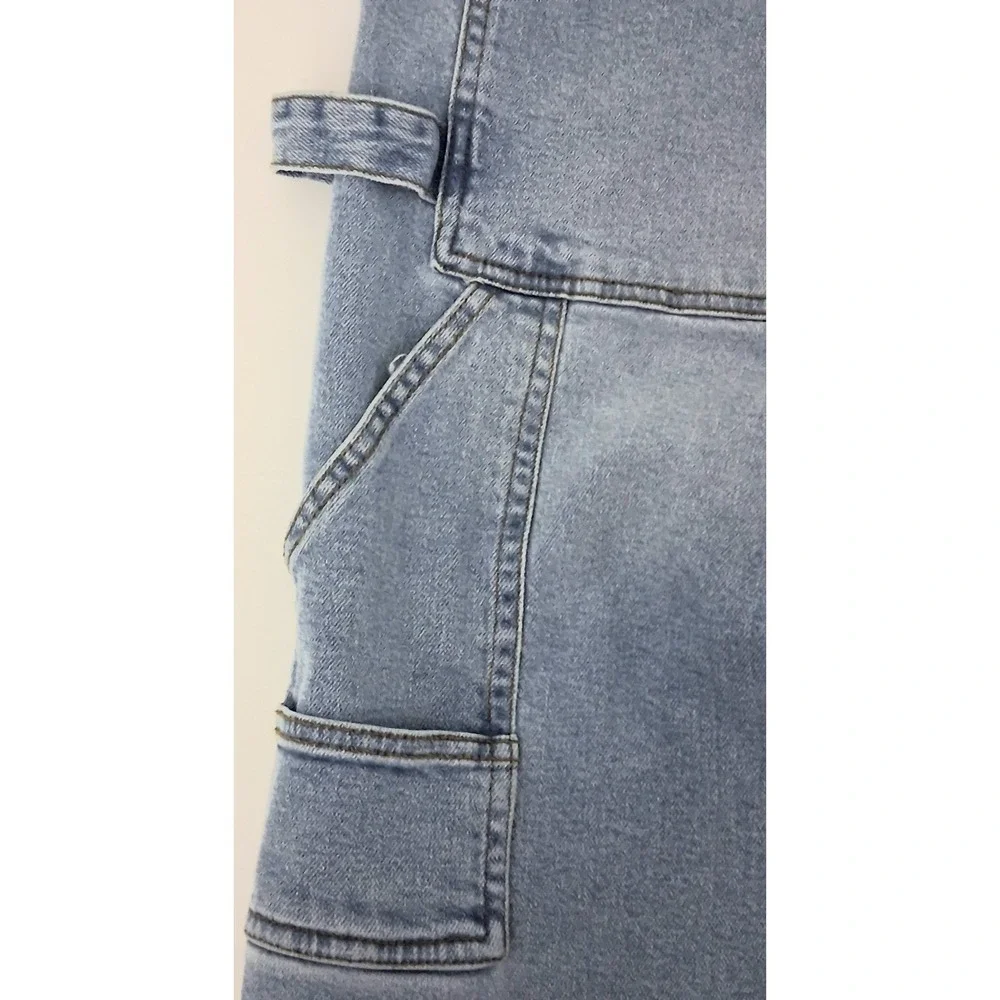 Girlish Jeans Juniors Size 13/31 Blue Cargo Straight Light Wash Button Fly Preow